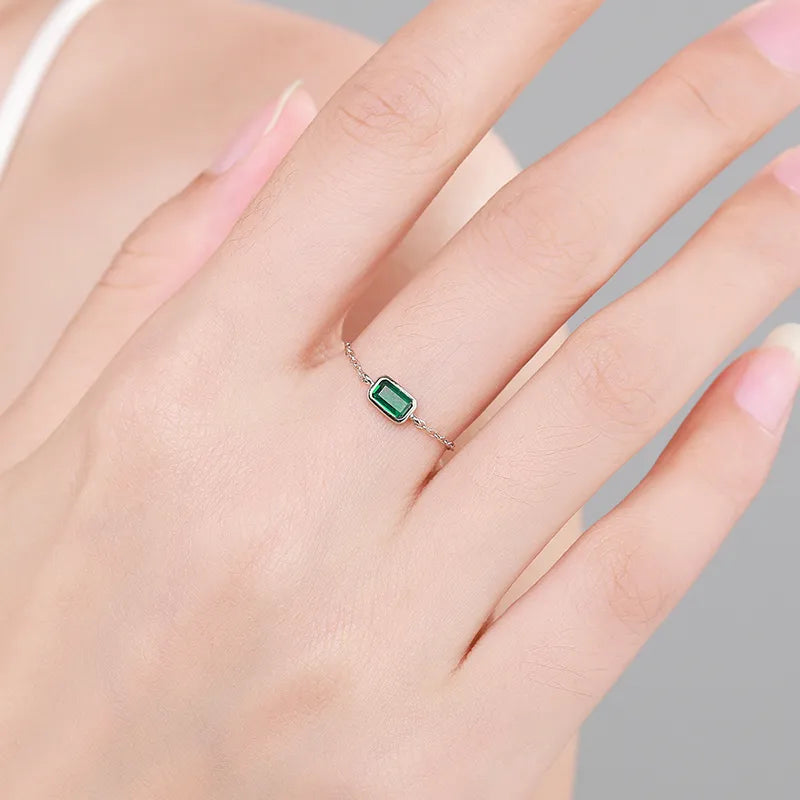 Baguette Emerald Rings - Adjustable